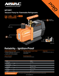 Thumbnail of document Data Sheet - NP7DPF  Vacuum Pump, 7 CFM, 2-Stage, Flammable Refrigerants. Pro Series